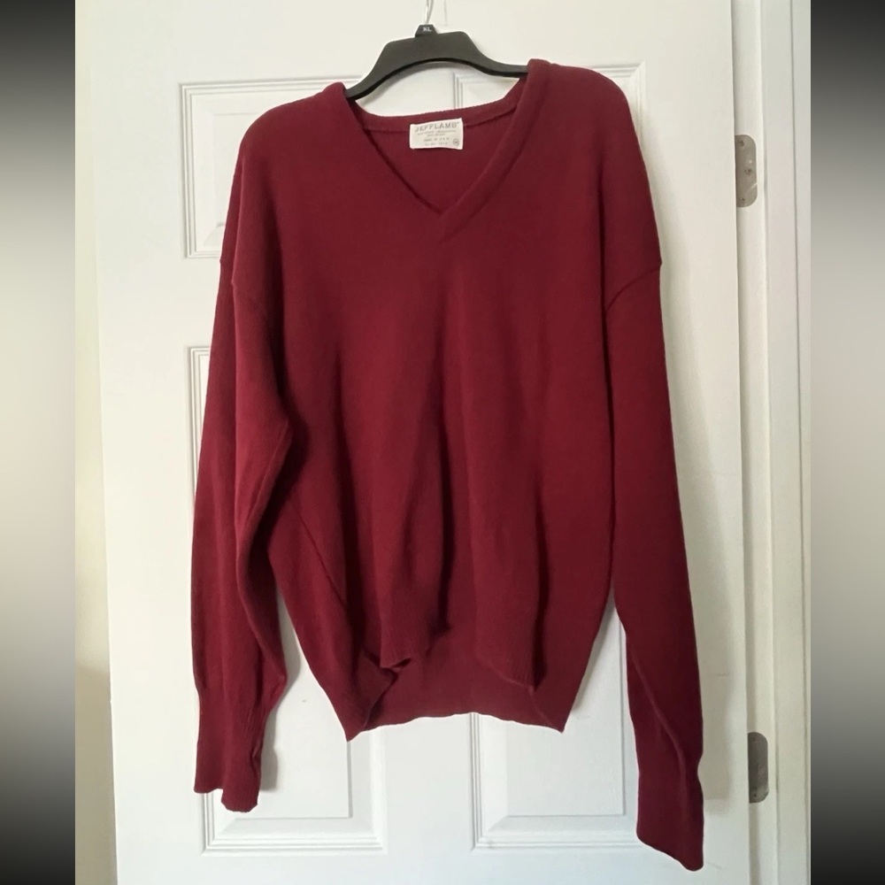 JEFFLAMB Lord Jeff  Virgin Lambswool Sweater Made In USA Vintage Men’s M, Red